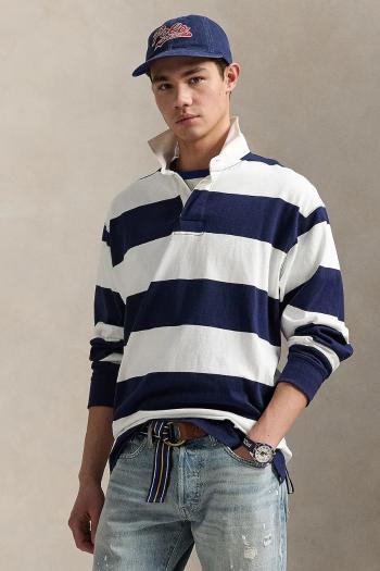 Bavlnené tričko s dlhým rukávom Polo Ralph Lauren biela farba, vzorované, 710965471