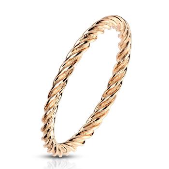Prsteň z ocele medenej farby - pruhy stočené do tvaru lana, 2 mm - Veľkosť: 62 mm