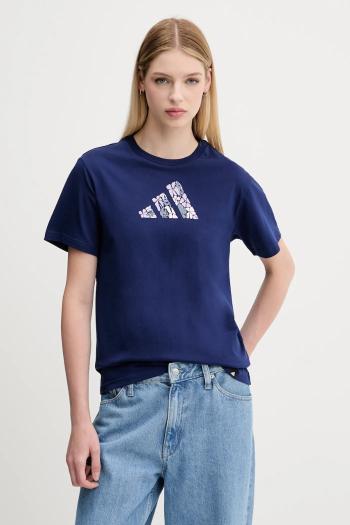 Bavlnené tričko adidas dámske, tmavomodrá farba, JM4439