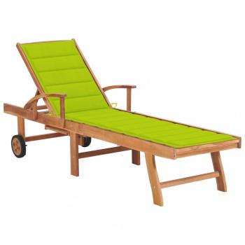 Záhradné lehátko masívny teak / látka Dekorhome