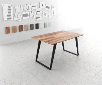 Hrana jídelního stolu 140x90 Sheesham Nature Metal Šikmá švýcarská