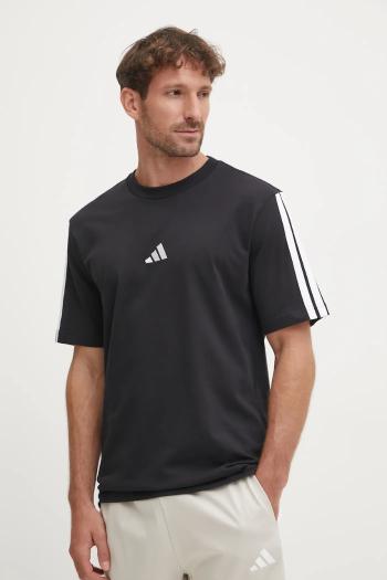 Bavlnené tričko adidas Essentials pánsky, čierna farba, s nášivkou, JW1949