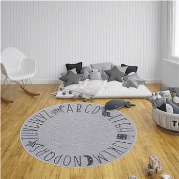 Detský kusový Flatweave 104887 Silver/Grey kruh 120 × 120 cm kruh (287214-117890)