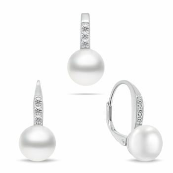 Brilio Silver Pôvabný strieborný set šperkov s perlami SET291W (náušnice, prívesok)