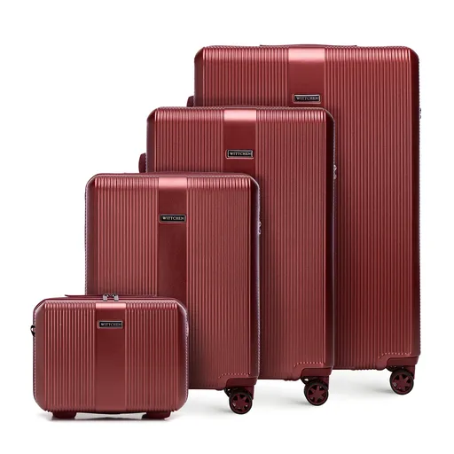 Sada polykarbonátových kufrov bordové 56-3P-90K-36