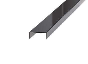 Lišta dekoračná "U" Eviso black lesk, nerez PVD, dĺžka 270 cm, šírka 20 mm, PRBL0002