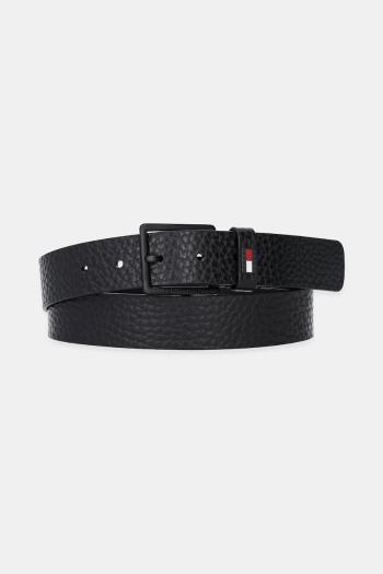 Kožený opasok Tommy Jeans čierna farba, AM0AM13418