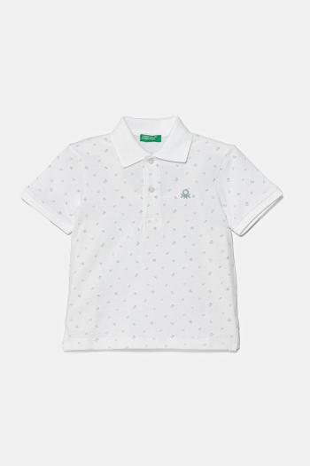 Detská bavlnená polokošeľa United Colors of Benetton biela farba, vzorovaný, 3H35G300X