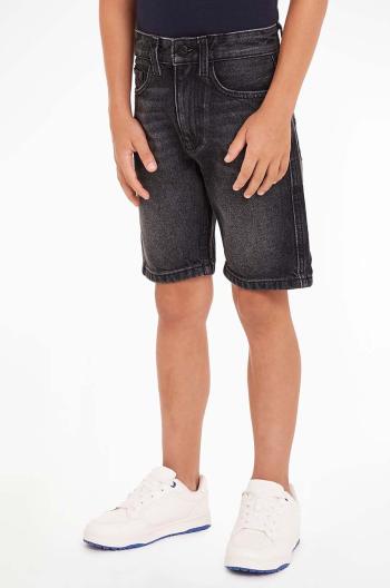 Detské rifľové krátke nohavice Calvin Klein Jeans čierna farba