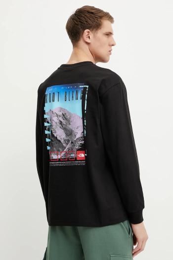 Bavlnené tričko s dlhým rukávom The North Face Axys čierna farba, s potlačou, NF0A8C1TJK31