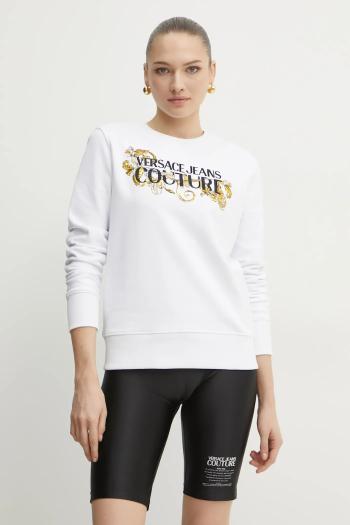 Bavlnená mikina Versace Jeans Couture dámska, biela farba, s nášivkou, 78HAIC06 CF00C
