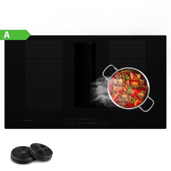 Klarstein Chef-Fusion Down Air System, indukčný sporák + DownAir digestor, 90 cm, 600 m³/h, EEC A+