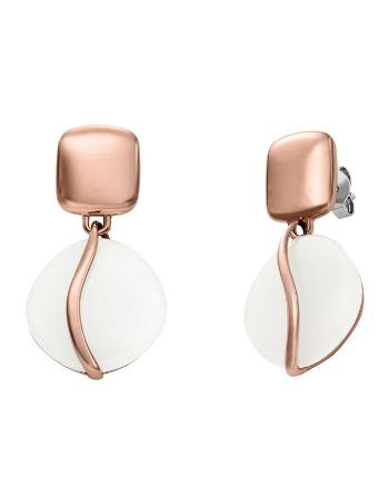 Skagen Bronzové náušnice s bielym sklom Sofia Sea Glass SKJ1816791