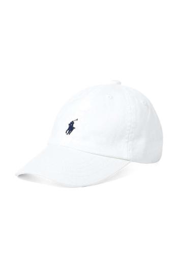 Bavlnená čiapka Polo Ralph Lauren biela farba, s nášivkou