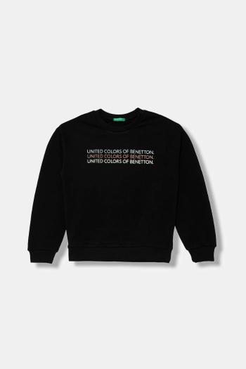 Detská bavlnená mikina United Colors of Benetton čierna farba, vzorovaná, 3J68C10Q0