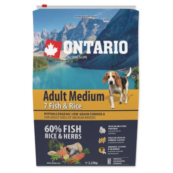 ONTARIO Dog Adult Medium fish & rice granule pre psov 2,25 kg