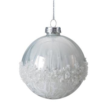 ArtFir Vianočná dekorácia BANKA 493A | sklenená biela 8 cm
