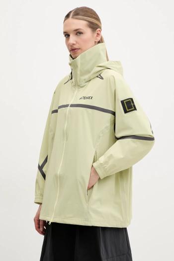 Nepremokavá bunda adidas TERREX x National Geographic dámska, béžová farba, JD5832