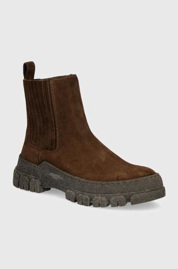 Semišové topánky chelsea Weekend Max Mara GENEPI dámske, hnedá farba, na platforme, 2425796055600