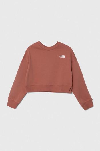 Detská mikina The North Face NEW CUTLINE CREW FLEECE ružová farba, jednofarebná