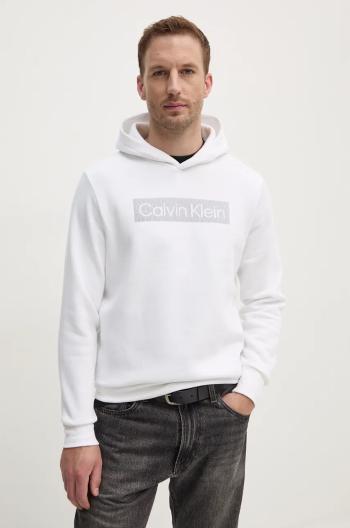 Mikina Calvin Klein pánska, biela farba, s kapucňou, s potlačou, K10K113552