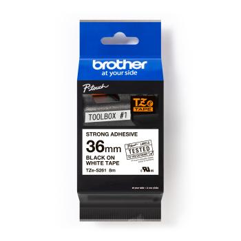 Brother TZ-S261 / TZe-S261 Pro Tape, 36mm x 8m, čierna tlač/biely podklad, originálna páska