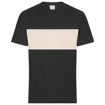 James & Nicholson (Daiber) Tričko s kontrastným pásikom 8049 - Čierna / pieskovcová | 2XL