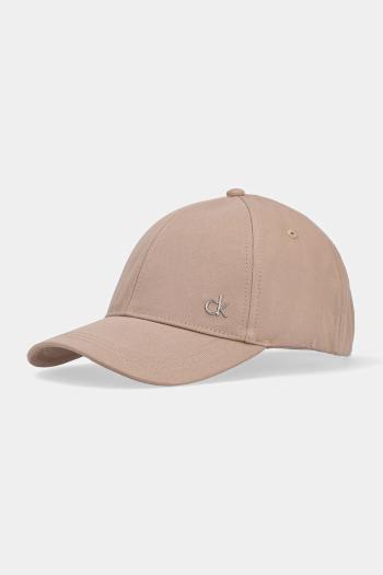 Bavlnená šiltovka Calvin Klein béžová farba, s nášivkou, K60K613102