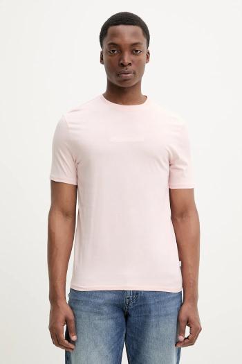 Bavlnené tričko Guess Jeans pánske, ružová farba, s nášivkou, M4YI52 K8HM0