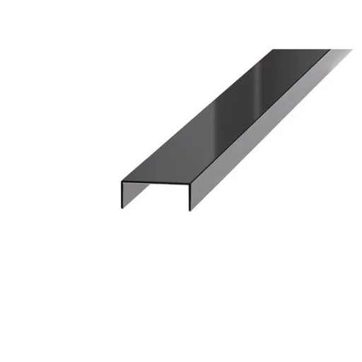Lišta dekoračná "U" Eviso black lesk, nerez PVD, dĺžka 270 cm, šírka 10 mm, PRBL0001