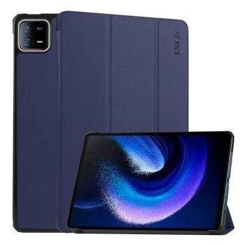 ENKAY LEATHER Zaklápací obal pre Xiaomi Pad 6 / Pad 6 Pro tmavomodrý