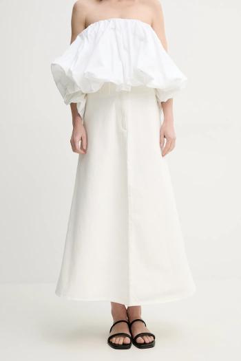 Rifľová sukňa By Malene Birger CARLAS béžová farba, maxi, áčkový strih, 103267