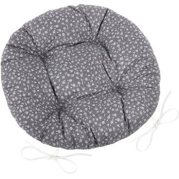 Bellatex Adela prešívaný okrúhly – priemer 40 cm – sivý kvietok (6351)