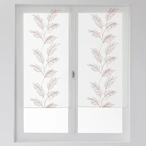 1 pár vitrážových záclon s výšivkou veľkých listov