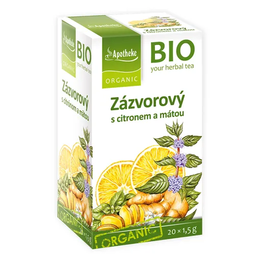 APOTHEKE Zázvorový čaj s citrónom a mätou BIO 20x1,5 g
