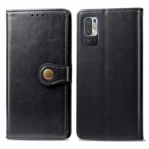 LEATHER BUCKLE Peňaženkový obal Xiaomi Redmi Note 10 5G / Poco M3 Pro čierny