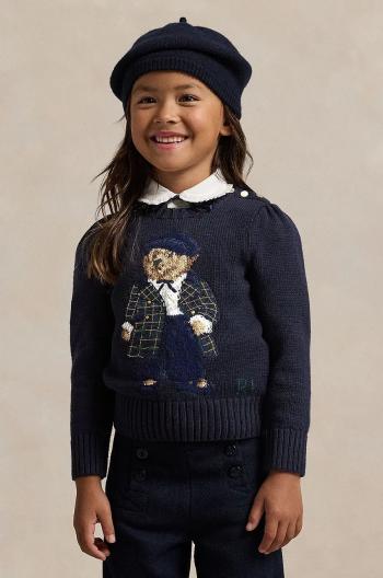 Detský bavlnený sveter Polo Ralph Lauren tmavomodrá farba, teplý, 312951750001