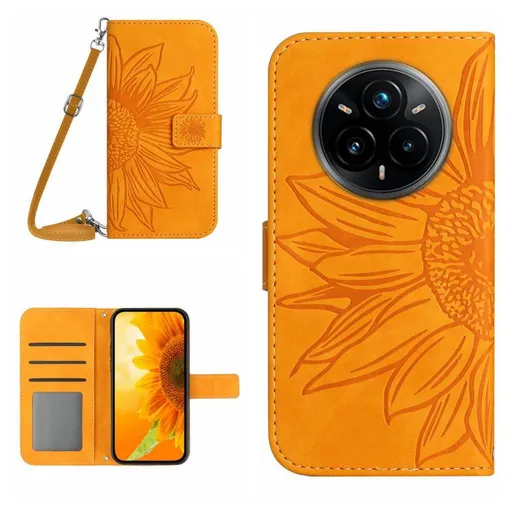 ART SUNFLOWER Peňaženkový obal so šnúrkou pre Realme 14 Pro+ 5G žltý