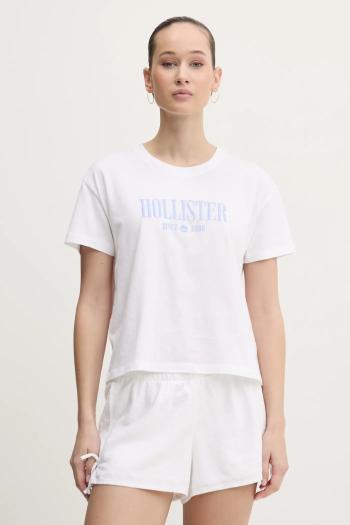 Bavlnené tričko Hollister Co. dámske, biela farba, KI357-5000