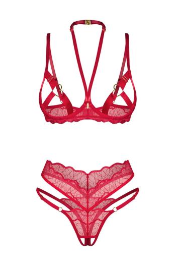 Červený dvojdielny crotchless set Cupide Desir
