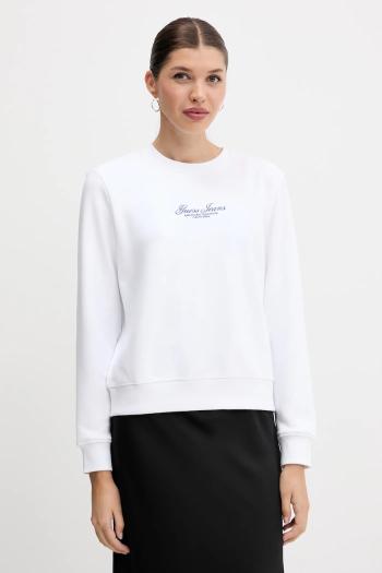Bavlnená mikina Guess Jeans biela farba, s nášivkou, W5YQ28 KCPR1