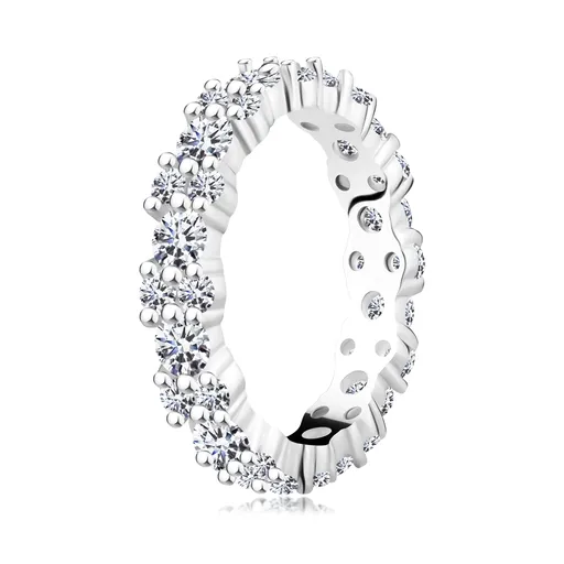 Číra zirkónová obrúčka zo striebra 925, zvlnené okraje - Veľkosť: 49 mm