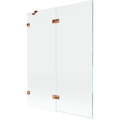 MEXEN/S - Lunar vaňová zástena 2-krídlová ľavá 130 x 150, transparent, ružové zlato 897-130-100-60-00-L