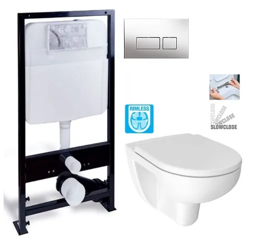 PRIM předstěnový instalační systém s chromovým tlačítkem 20/0041 + WC JIKA LYRA PLUS RIMLESS + SEDADLO duraplastu SLOWCLOSE PRIM_20/0026 41 LY2