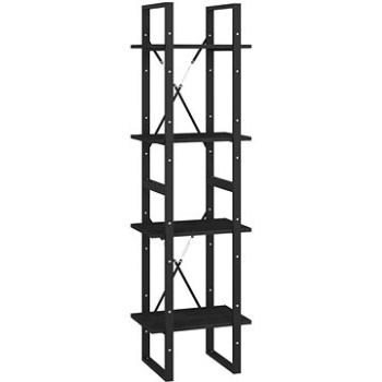 Shumee, so 4 policami čierna, 40 × 30 × 140 cm, masívna borovica, 806426