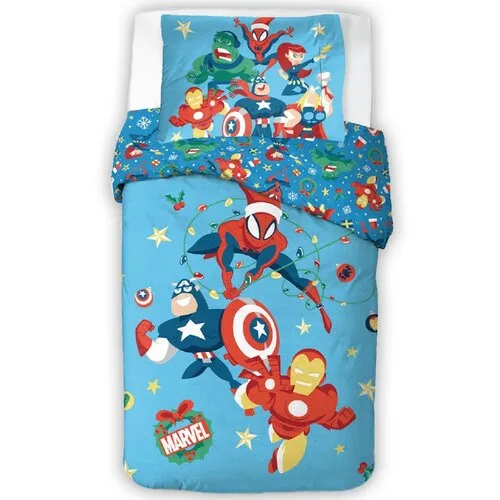 Carbotex Detské bavlnené obliečky Avengers Vianočná Jazda, 140 x 200 cm, 70 x 90 cm