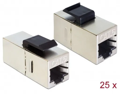 Delock Keystone Modul RJ45 jack > RJ45 jack Cat.6 kompaktný 25 ks