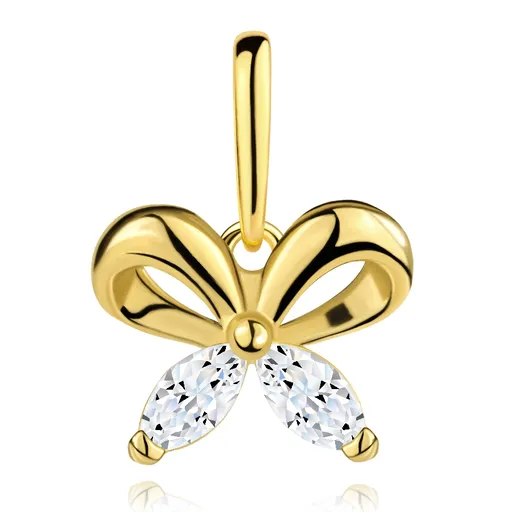 Prívesok 9K žlté zlato v tvare mašle so zirkónmi