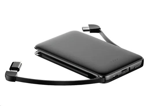 WG - Power Bank 5000 mAh, kábel Micro USB + Type-C + adaptér Lightning, čierna
