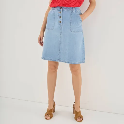 Rozšírená džínsová sukňa s gombíkmi